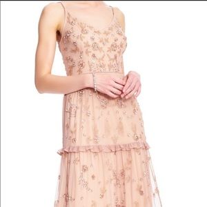 NWT Adrianna Papell Rose Gold Beaded Gown